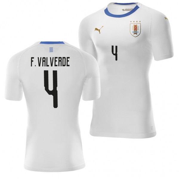 Men's Uruguay Federico Valverde 2018 World Cup White Jersey