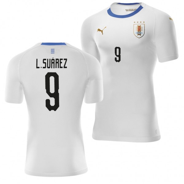 Men's Uruguay Luis Suarez 2018 World Cup White Jersey