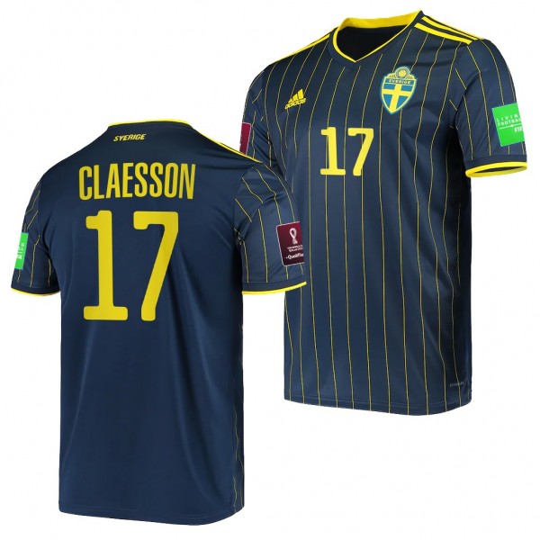 Men's Viktor Claesson Sweden Away Jersey Black 2022 Qatar World Cup Replica