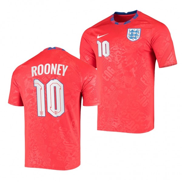 Men's Wayne Rooney England National Team Pre-Match Jersey Red Breathe Raglan