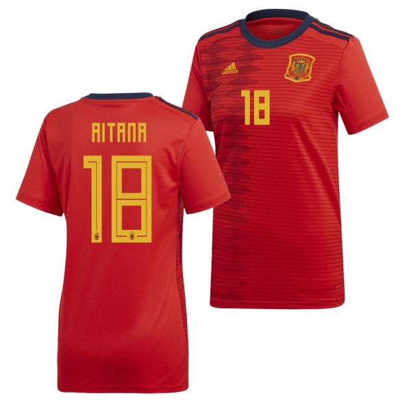 Men's 2019 World Cup Aitana Bonmati Spain Home Red Jersey