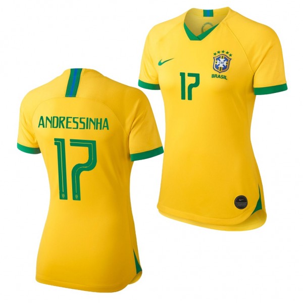 Men's 2019 World Cup Andressinha Brazil Home Yellow Jersey