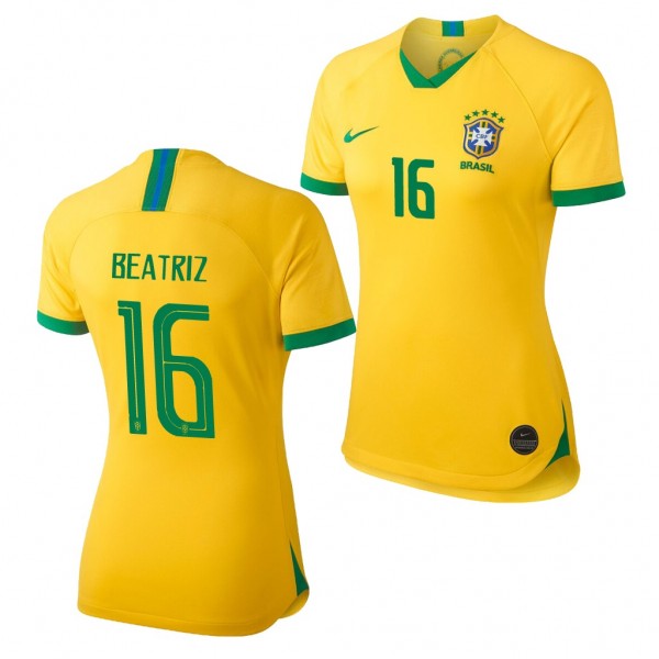 Men's 2019 World Cup Beatriz Brazil Home Yellow Jersey
