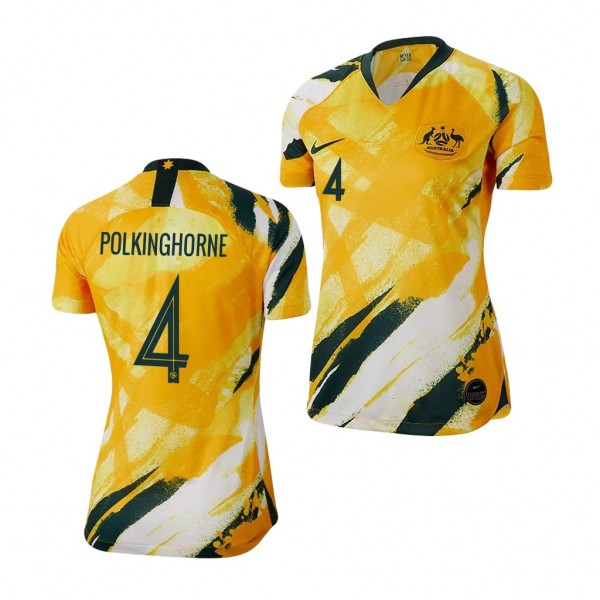 Men's 2019 World Cup Clare Polkinghorne Australia Home Yellow Jersey Business