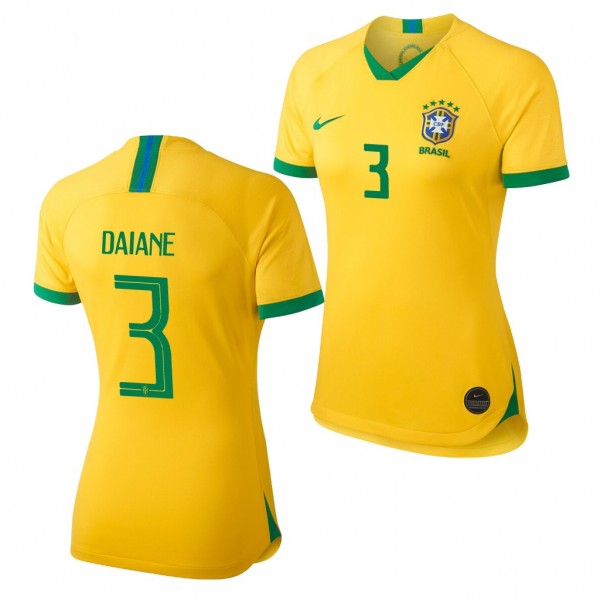 Men's 2019 World Cup Daiane Brazil Home Yellow Jersey