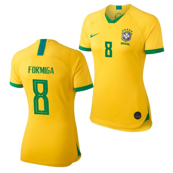 Men's 2019 World Cup Formiga Brazil Home Yellow Jersey