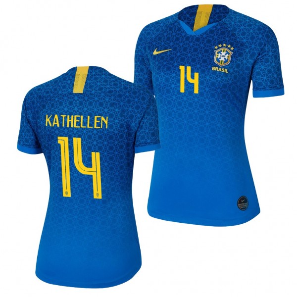 Men's 2019 World Cup Kathellen Brazil Away Blue Jersey