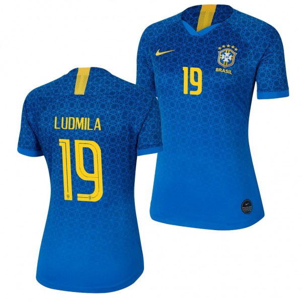 Men's 2019 World Cup Ludmila Brazil Away Blue Jersey