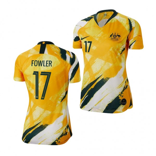 Men's 2019 World Cup Mary Fowler Australia Home Yellow Jersey