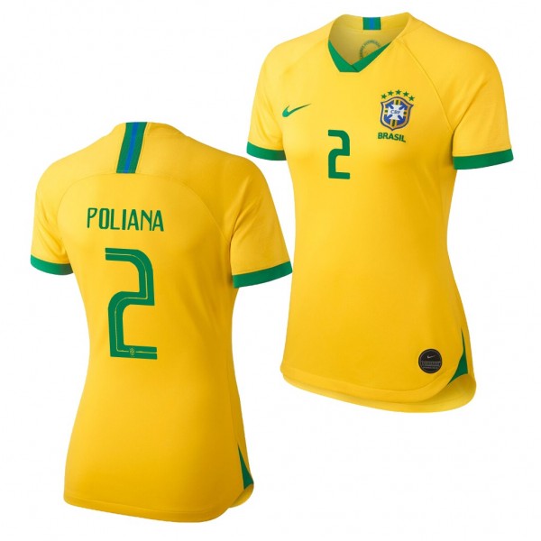 Men's 2019 World Cup Poliana Brazil Home Yellow Jersey