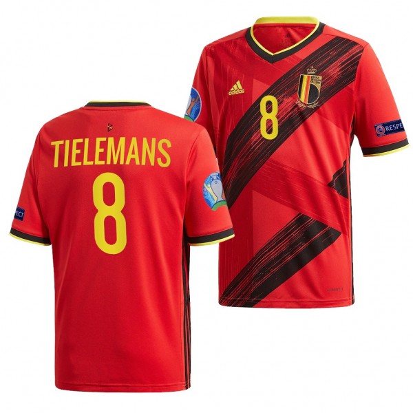 Men's Youri Tielemans Belgium EURO 2020 Jersey Red Home Replica