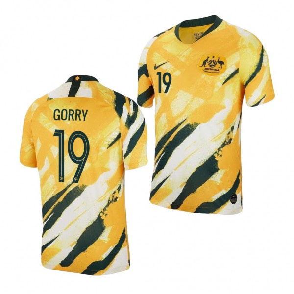 Men's 2019 World Cup Katrina Gorry Australia Home Yellow Jersey
