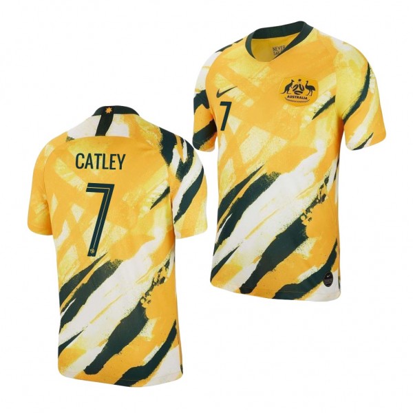 Men's 2019 World Cup Steph Catley Australia Home Yellow Jersey