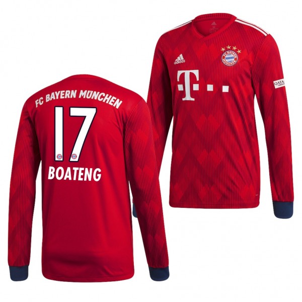 Men's Bayern Munich Home Jerome Boateng Jersey Long Sleeve