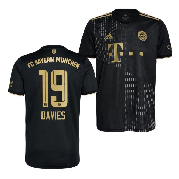 Men's Alphonso Davies Bayern Munich 2021-22 Away Jersey Black Replica