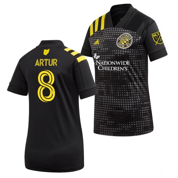 Women's Artur Jersey Columbus Crew Sc Black 2020 MLS Cup Champions Short Sleeve