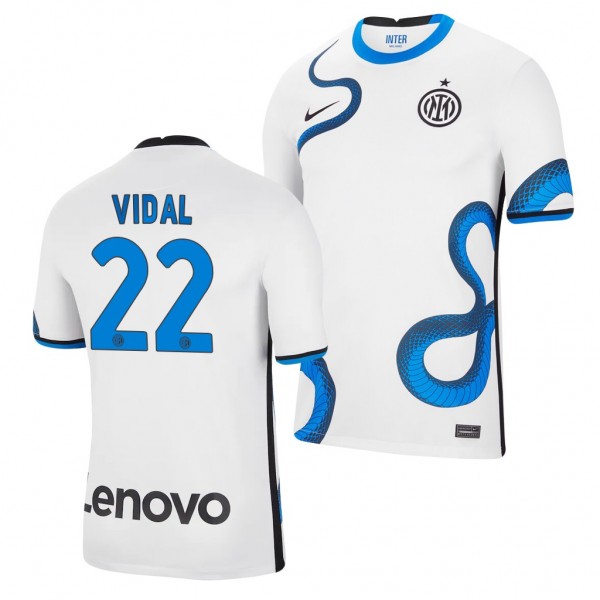 Men's Arturo Vidal Inter Milan 2021-22 Away Jersey White Replica