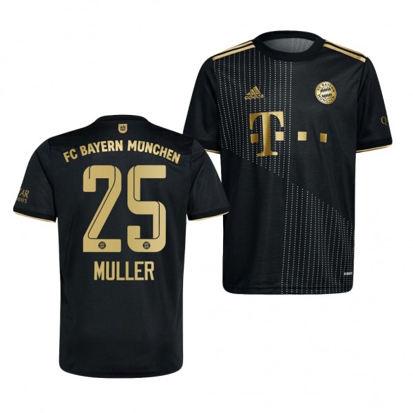 Youth Thomas Muller Jersey Bayern Munich 2021-22 Black Away Replica