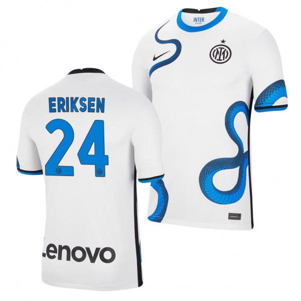 Men's Christian Eriksen Inter Milan 2021-22 Away Jersey White Replica