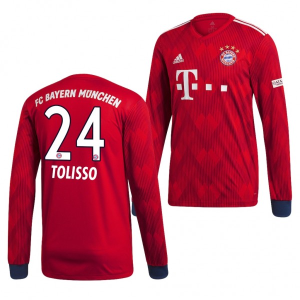 Men's Bayern Munich Home Corentin Tolisso Jersey Long Sleeve