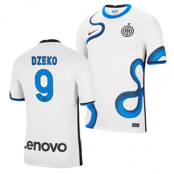 Men's Edin Dzeko Inter Milan 2021-22 Away Jersey White Replica