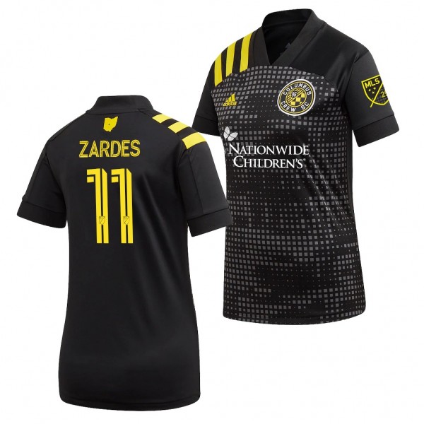 Women's Gyasi Zardes Jersey Columbus Crew Sc Black 2020 MLS Cup Champions Short Sleeve