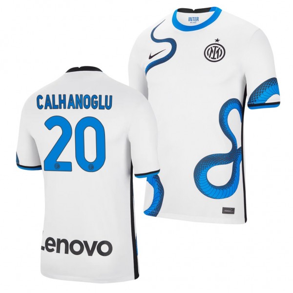 Men's Hakan Calhanoglu Inter Milan 2021-22 Away Jersey White Replica