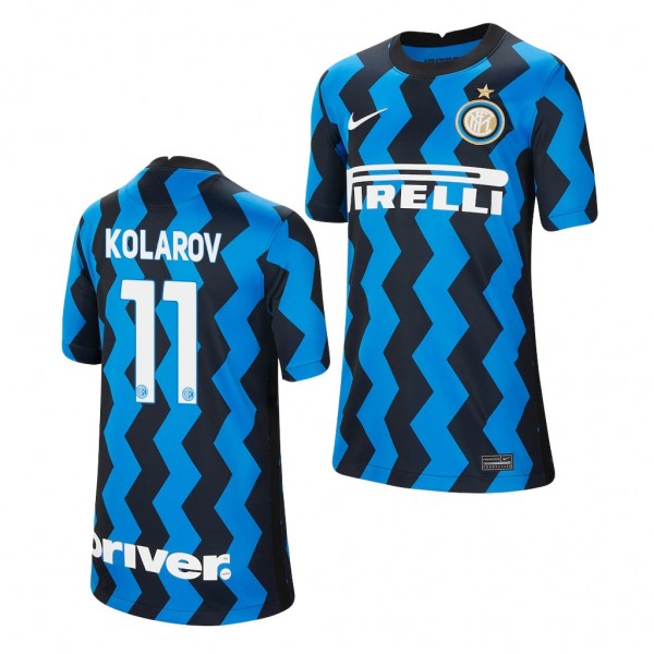 Youth Aleksandar Kolarov Jersey Inter Milan Blue Black Home 2021 Stadium