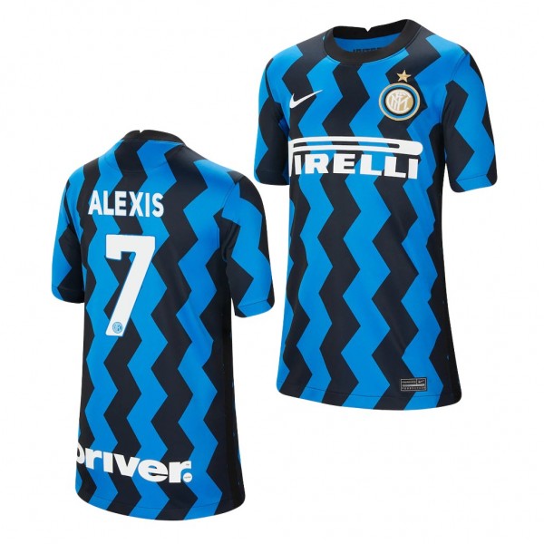 Youth Alexis Sanchez Jersey Inter Milan Blue Black Home 2021 Stadium