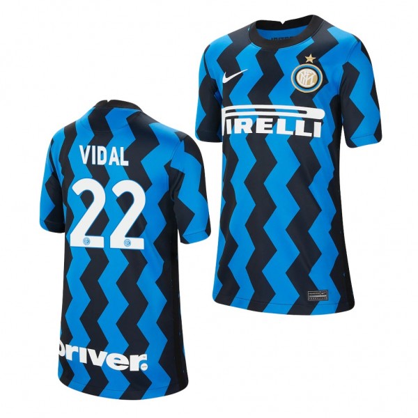 Youth Arturo Vidal Jersey Inter Milan Blue Black Home 2021 Stadium