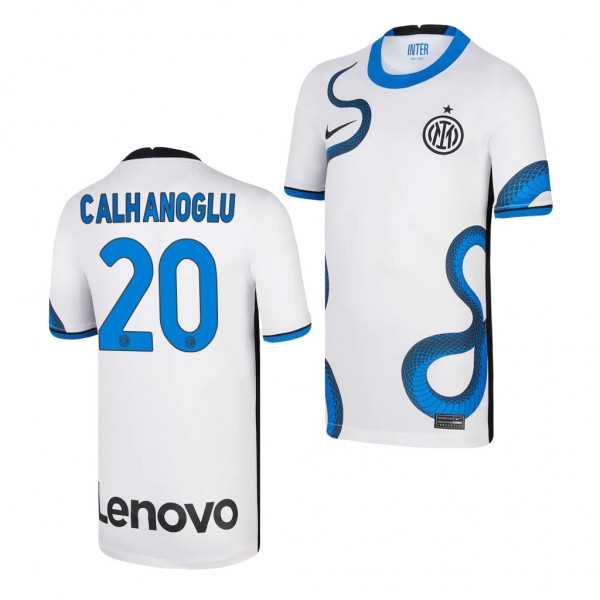 Youth Hakan Calhanoglu Jersey Inter Milan 2021-22 White Away Replica