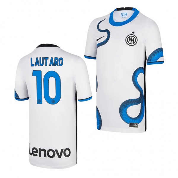 Youth Lautaro Martinez Jersey Inter Milan 2021-22 White Away Replica