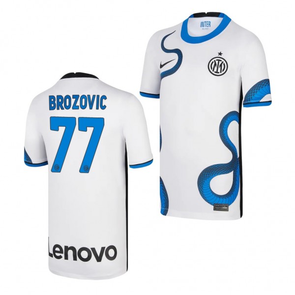 Youth Marcelo Brozovic Jersey Inter Milan 2021-22 White Away Replica