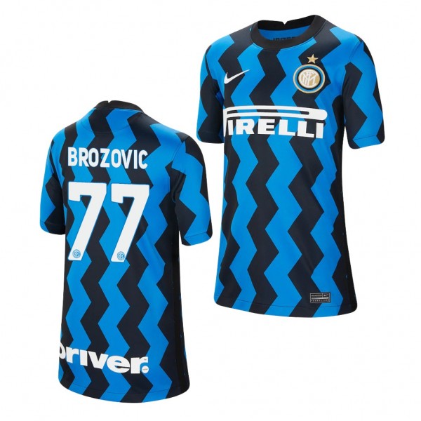 Youth Marcelo Brozovic Jersey Inter Milan Blue Black Home 2021 Stadium