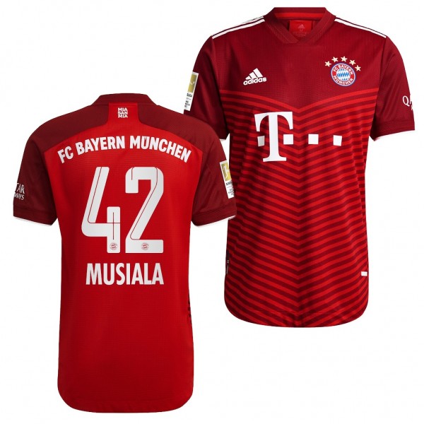 Men's Jamal Musiala Jersey Bayern Munich Home Red 2021-22 Authentic
