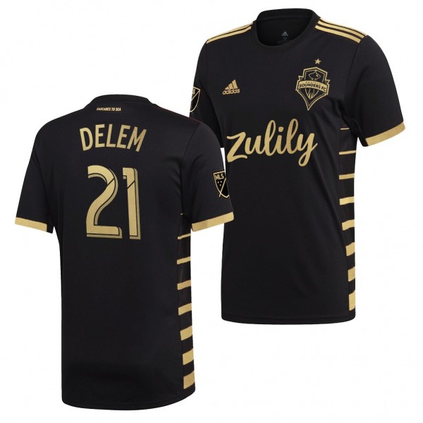 Men's Seattle Sounders Jordy Delem Jersey 2019 MLS Cup Champions Golden Edition
