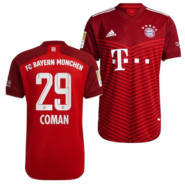 Men's Kingsley Coman Jersey Bayern Munich Home Red 2021-22 Authentic