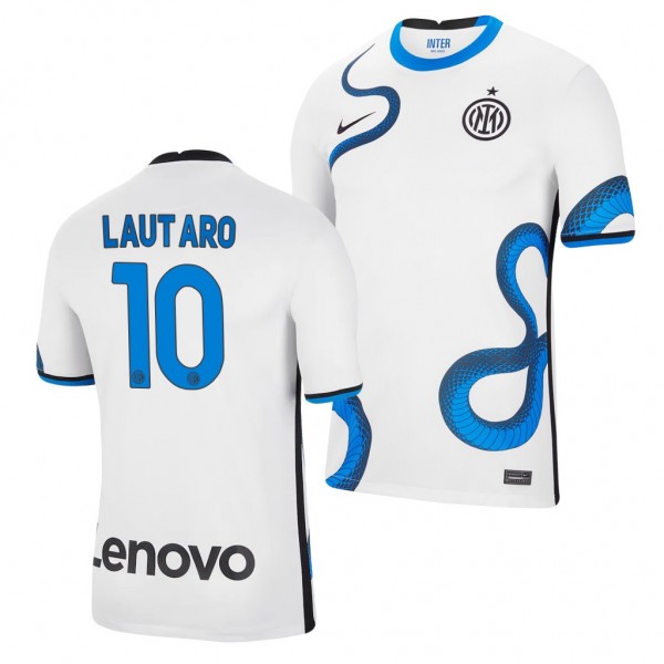 Men's Lautaro Martinez Inter Milan 2021-22 Away Jersey White Replica