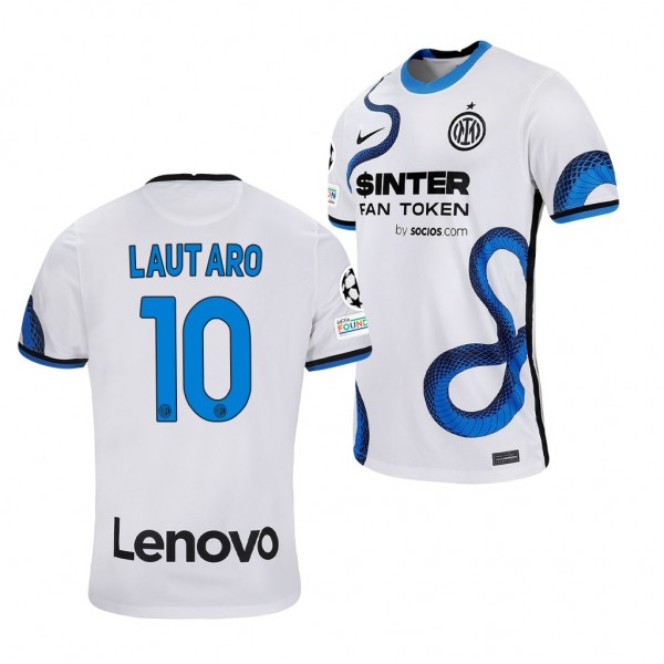 Men's Lautaro Martinez Inter Milan 2021-22 Champions League Jersey White Away