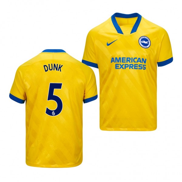 Men's Lewis Dunk Brighton And Hove Albion Away Jersey Yellow 2021 Replica