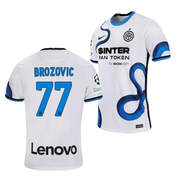 Men's Marcelo Brozovic Inter Milan 2021-22 Champions League Jersey White Away