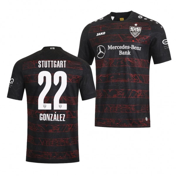 Men's Nicolas Gonzalez VfB Stuttgart Away Jersey Black Short Sleeve 2020-21