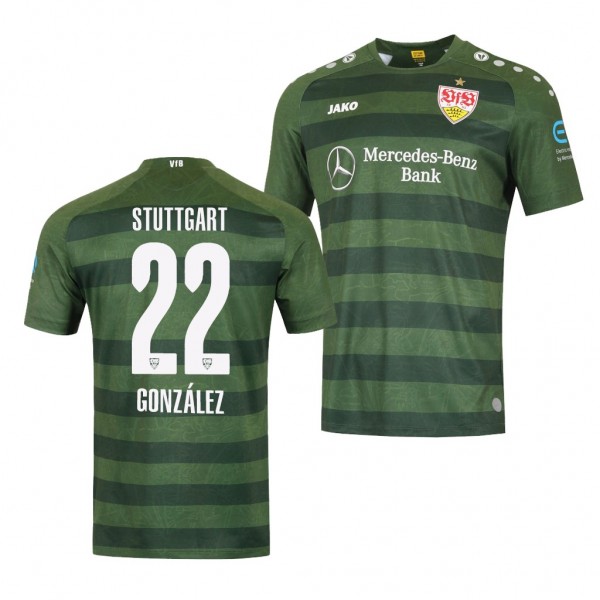 Men's Nicolas Gonzalez VfB Stuttgart Third Jersey Green Short Sleeve 2020-21