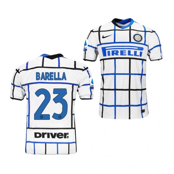 Men's Nicolo Barella Inter Milano Serie A Champions Jersey White Away 20-21