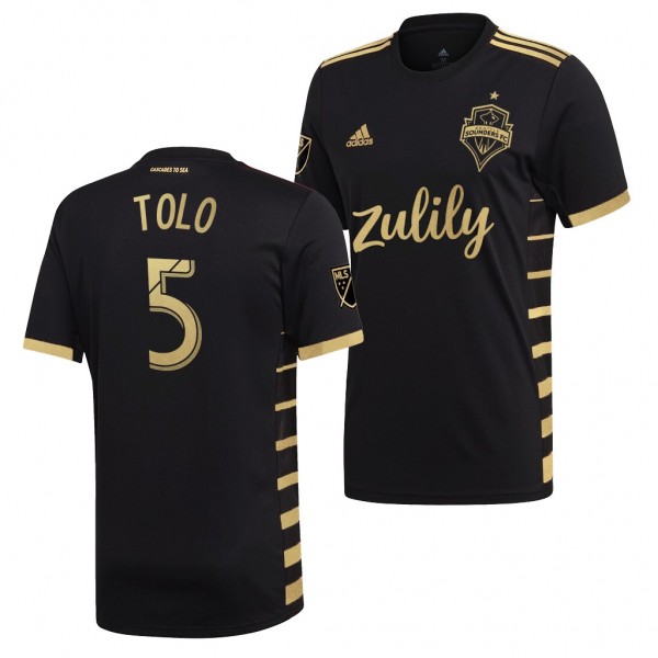 Men's Seattle Sounders Nouhou Tolo Jersey 2019 MLS Cup Champions Golden Edition