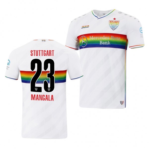 Men's Orel Mangala VfB Stuttgart Rainbow Jersey White Limited 2021-22