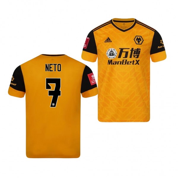Men's Pedro Neto Wolverhampton Wanderers Home Jersey Yellow 2021 Replica