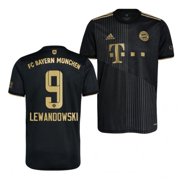 Men's Robert Lewandowski Bayern Munich 2021-22 Away Jersey Black Replica