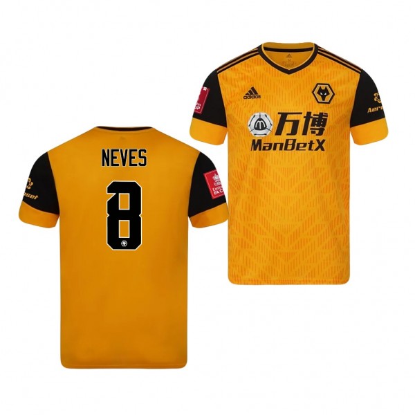Men's Ruben Neves Wolverhampton Wanderers Home Jersey Yellow 2021 Replica