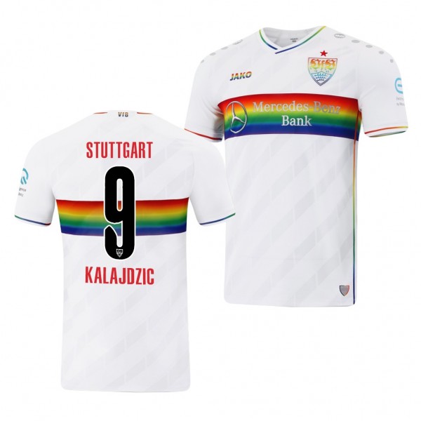Men's Sasa Kalajdzic VfB Stuttgart Rainbow Jersey White Limited 2021-22